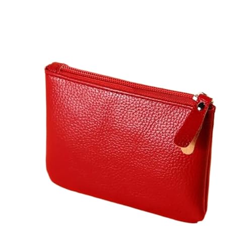 XUWEWI Brieftasche FüR Frauen Damen-Geldbörse, Retro-Geldbörsen for Damen, Muster, einfarbig, mit Reißverschluss, tragbare Tasche, weiche Handtasche FüR DraußEn(Red) von XUWEWI