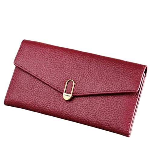 XUWEWI Brieftasche FüR Frauen Damen-Geldbörse aus echtem Leder, Damen-Geldbörsen, Geldbörsen for Damen, Kreditkartenetui FüR DraußEn(Wine Red) von XUWEWI