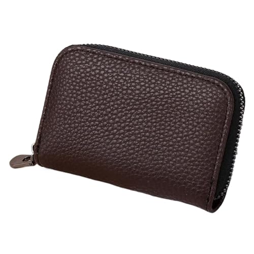 XUWEWI Brieftasche FüR Frauen Damen-Kartenhalter aus echtem Leder, kleines Reißverschluss-Geldbörsen-Design, Business-Kreditkartentaschen FüR DraußEn(Coffee) von XUWEWI
