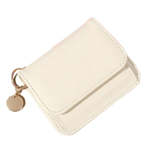XUWEWI Brieftasche FüR Frauen Frauen Brieftaschen PU Leder Weibliche Geldbörse Multi-Karten Halter Münze Kurze Brieftaschen Schlanke Kleine Brieftasche Reißverschluss FüR DraußEn(White) von XUWEWI