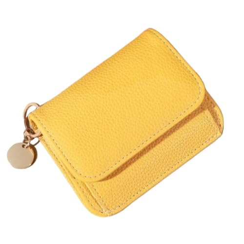 XUWEWI Brieftasche FüR Frauen Frauen Brieftaschen PU Leder Weibliche Geldbörse Multi-Karten Halter Münze Kurze Brieftaschen Schlanke Kleine Brieftasche Reißverschluss FüR DraußEn(Yellow) von XUWEWI