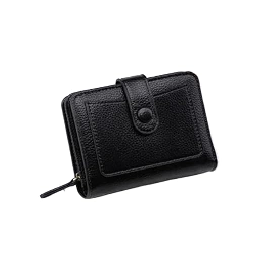 XUWEWI Brieftasche FüR Frauen Frauen Geldbörsen Kleine Mini Geldbörse Haspe Kartenhalter Dame Geldbörse Reißverschluss Weibliche Lederschnalle FüR DraußEn(Black) von XUWEWI