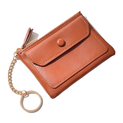 XUWEWI Brieftasche FüR Frauen Geldbörse Damen Geldbörse Einfarbig Münzbörse Reißverschluss Geldbörse Tragbare Ledergeldbörse FüR DraußEn(Brown) von XUWEWI