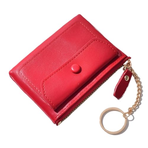XUWEWI Brieftasche FüR Frauen Geldbörse Damen Geldbörse Einfarbig Münzbörse Reißverschluss Geldbörse Tragbare Ledergeldbörse FüR DraußEn(Red) von XUWEWI