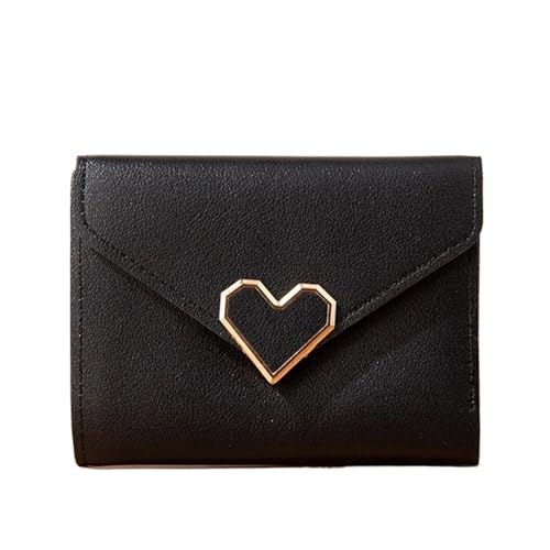 XUWEWI Brieftasche FüR Frauen Kleine Geldbörse Damen Kurze Falte Einfache Geldbörse Geldbörsen Damen Kurze Geldbörse Damen Kreditkarteninhaber Geldscheinklammer FüR DraußEn(Black) von XUWEWI