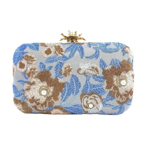 XUWEWI Stickerei Abendtasche Abendtasche, Kleine Muscheltaschen, Kette, Damen-Schulter-Umhängetasche, Stickerei, Damenhandtaschen, Geldbörsen(Blue) von XUWEWI