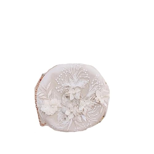 XUWEWI Stickerei Abendtasche Damen-Ketten-Umhängetaschen, Quasten-Abendtasche, Hochzeitstasche, luxuriöse weibliche runde Stickerei-Handtasche von XUWEWI