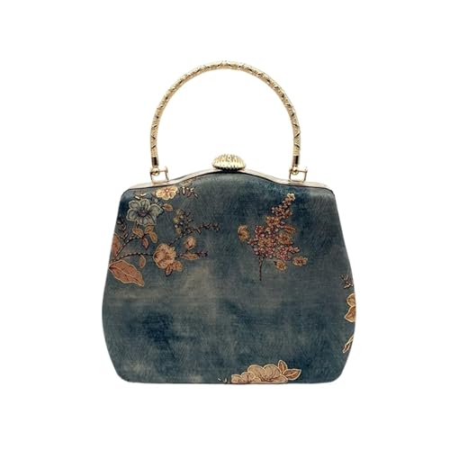 XUWEWI Stickerei Abendtasche Frauen Stickerei Abend Taschen Pailletten Perlen Clutch Hochzeit Geldbörse Schulter Party Laides Fall Top Griff Handtasche(Green 2) von XUWEWI