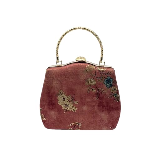 XUWEWI Stickerei Abendtasche Frauen Stickerei Abend Taschen Pailletten Perlen Clutch Hochzeit Geldbörse Schulter Party Laides Fall Top Griff Handtasche(Red 2) von XUWEWI