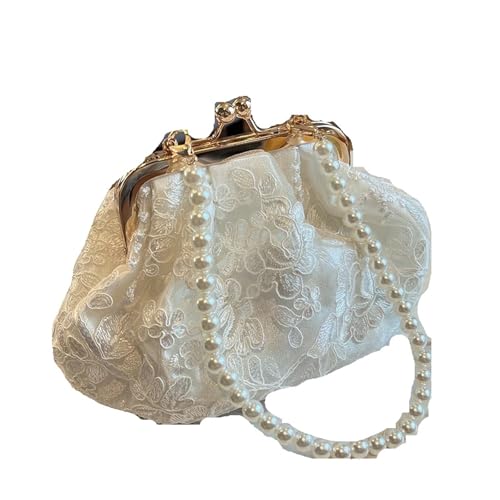 XUWEWI Stickerei Abendtasche Gestickte Abendhandtaschen, Perlenkette, Umhängetasche, All-Match-Clip, Dinner-Party-Kupplung, Geldbörse, luxuriöse Damen-Kuriertaschen von XUWEWI