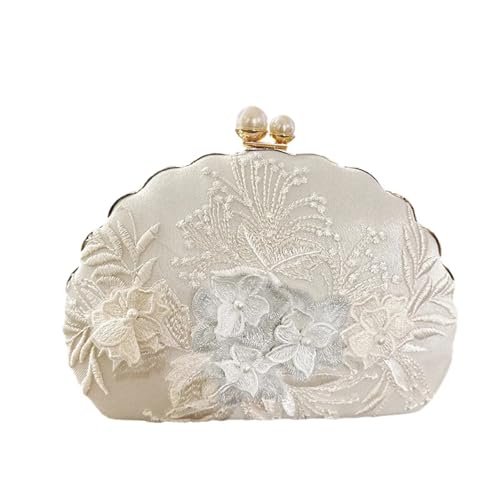 XUWEWI Stickerei Abendtasche Handgemachte Stickerei Abendtasche for Frauen Kette Schulter Umhängetaschen Vintage antiken Stil Clutch for Hochzeit Party Handtaschen von XUWEWI
