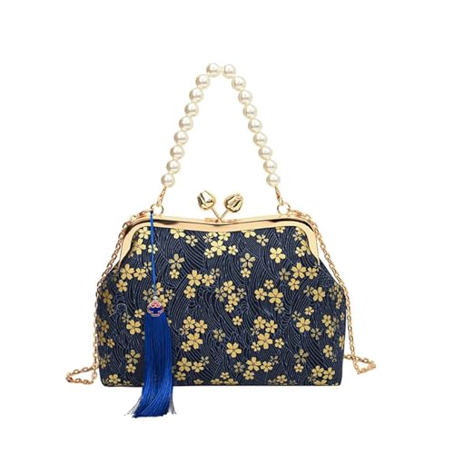 XUWEWI Stickerei Abendtasche Luxus bestickte Damen Retro Handtasche Abend Clutch Bag Design Damen Hochzeit Abend Party Handtasche Abendessen Tasche(Dark blue) von XUWEWI