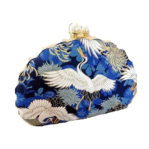XUWEWI Stickerei Abendtasche Stickerei-Abendtasche, exquisite gekrönte Kranich-Stickerei, Umhängetasche, Abendtaschen, Geldbörsen for Damen von XUWEWI