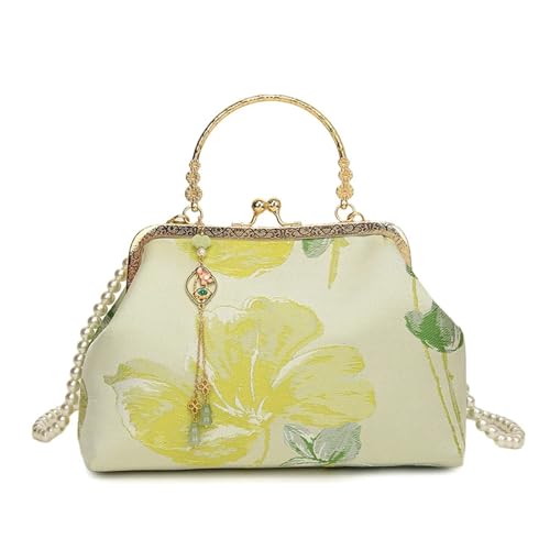 XUWEWI Stickerei Abendtasche Stickerei Abendtasche Umhängetasche Designer Kleine Handtasche Dame Perlen Abend Party Dame Schultertaschen(Green) von XUWEWI
