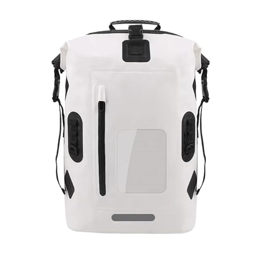 XUWEWI Wasserdichter Trockensack 30L Wasserdichter Drift Bag Schwimmrucksack Großer Fluss Trekking Schulter Tauchen Nass Trocken Rafting Kanu Kajak PVC Camping Tasche(White) von XUWEWI