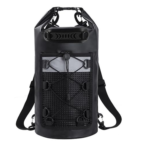 XUWEWI Wasserdichter Trockensack Schwimmen PVC Pack Dry Bag Rucksack for Frauen Männer wasserdichte Schulter Kajak Trekking Driften Rafting Surfen Bootfahren Tasche(Black,20L) von XUWEWI
