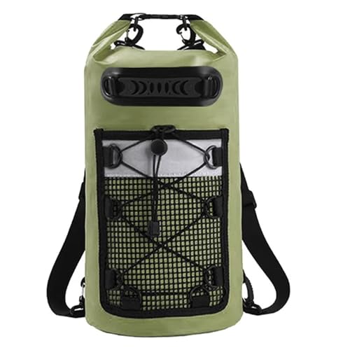 XUWEWI Wasserdichter Trockensack Schwimmen PVC Pack Dry Bag Rucksack for Frauen Männer wasserdichte Schulter Kajak Trekking Driften Rafting Surfen Bootfahren Tasche(Green,20L) von XUWEWI
