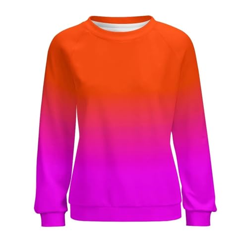 XUXINYCS Pullover Neon Ombre Casual Hoodies Orange und Rosa Grafik Hoodie Herbst Langarm Klassische Oversized Sweatshirts, Orange, S von XUXINYCS