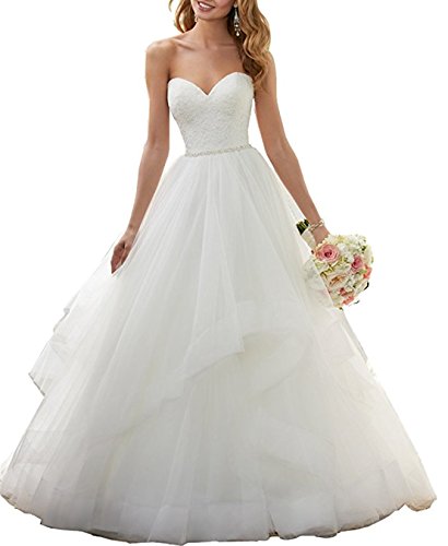 XUYUDITA Schatz-Ballkleid, das Sch?rpe-Hochzeits-Kleid-Brautkleid b?rdelt Wei?-36 von XUYUDITA