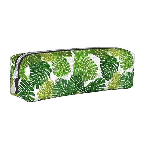 XUZHANG Sunmm Tropical Palm Leaves Print, Federmäppchen, tragbares Federmäppchen aus Leder mit Reißverschluss, Kosmetiktasche von XUZHANG