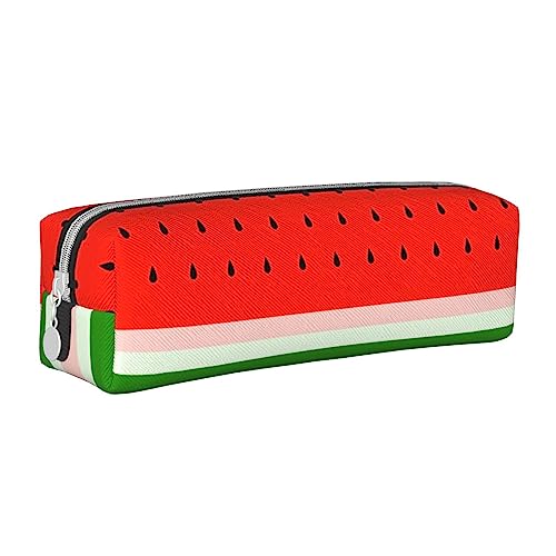 XUZHANG Wassermelonenmuster, Federmäppchen, tragbares Federmäppchen aus Leder mit Reißverschluss, Kosmetiktasche von XUZHANG