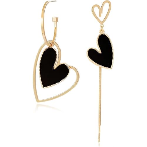 XUZOPIM 1 Paar Herz Ohrringe Heart Drop Earrings Women Asymmetrical Earrings Heart Earrings Earrings Heart Valentine'S Day Earrings Girls For Women And Girls For Valentine'S Day Anniversary von XUZOPIM