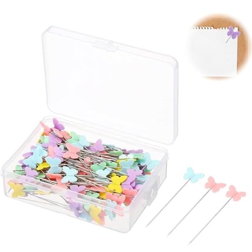 XUZOPIM 100 Stück Schmetterling Needles Colourful Marking Schmetterling Push Pins For Pin Board, Bulletin And Maps Pins Für Pinnwand Pinnadeln von XUZOPIM
