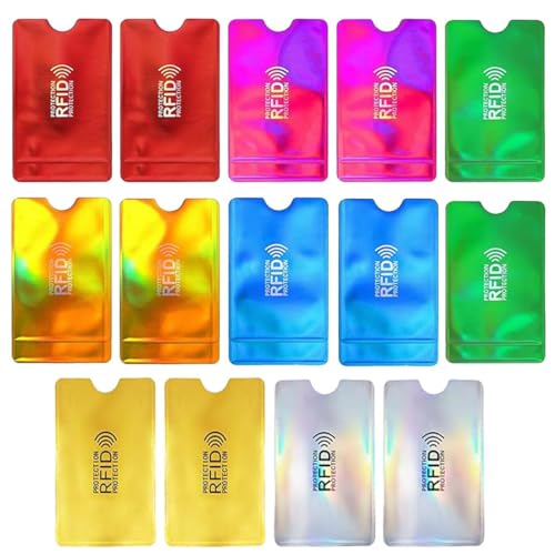 XUZOPIM 14 Pieces RFID Card Holder, RFID Kartenhülle RFID Blocking Sleeves Credit Card Case RFID Blocking Card Sleeves Colorful RFID Id Card Protector Anti-Theft Credit Card Wallets for Women Men von XUZOPIM