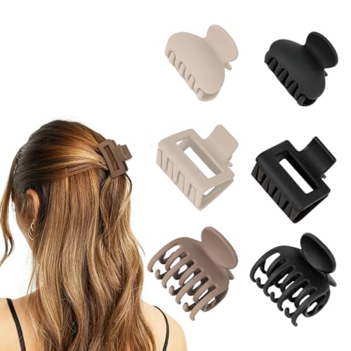 XUZOPIM 6 Stück Hair Clips Medium Size Hair Clips Small Matte Hair Clip Non-Slip Hair Gripper Clips With Double Row Teeth For Women Girls Thick Thin Hair Hair Styling Accessories von XUZOPIM