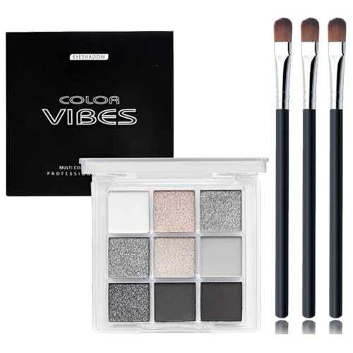 XUZOPIM 9 Colour Smoky Eyeshadow Palette, Highly Pigmented Eyeshadow Black Dark Grey White Eyeshadow Palette With Mirror, Matt Shimmer Soft Smooth And Delicate Powder Song Shadow Palette von XUZOPIM
