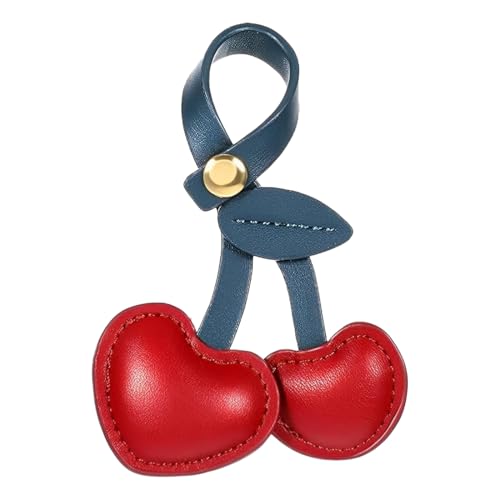 XUZOPIM Cherry Bag Charm Versatile Cherry Keyring And Purse Pendant Leather Fruit Keyring Fashionable Bag Pendant Red Cherry Pendant Bag Charms Birthday Gifts For Women von XUZOPIM