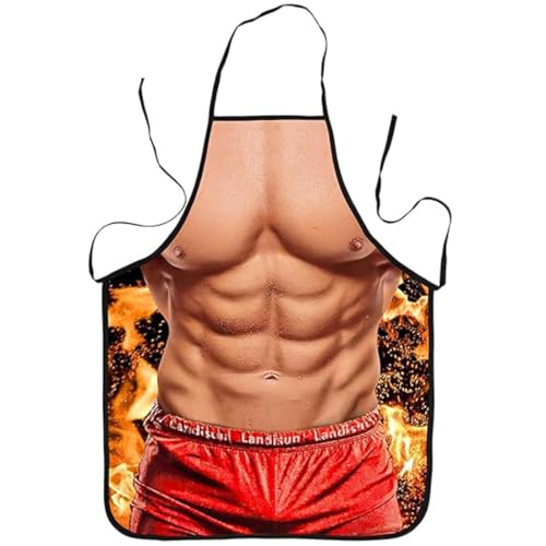 XUZOPIM Cooking Apron Kitchen Apron Funny Apron Waterproof For Men Women Gift For Party Costume Grill Muscleman Lustige Geschenke Für Männer von XUZOPIM