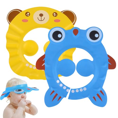 XUZOPIM Pack Of 2 Children'S Shower Caps, Duschhaube Kinder Hair Washing Child Protection, Shampoo Bath Protection, Soft Cap, Waterproof Cap, Hair Washing Cup, Adjustable Ear And Eye Protection von XUZOPIM