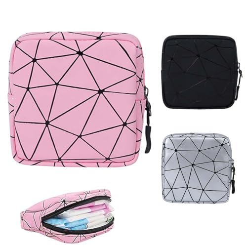XUZOPIM Pack of 3 Tampon Sanitary Pads Storage with Zip Tampon Storage Bag Period Bag Waterproof Portable Small Cosmetic Bag for Women Sanitary Napkin Pantiliners Cosmetics (11.5 X 11.5 cm) von XUZOPIM