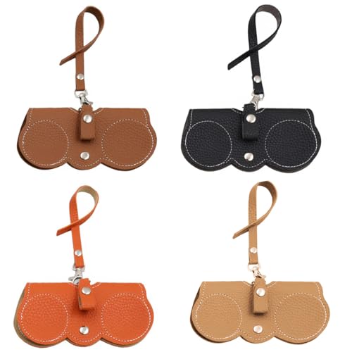 XUZOPIM Sonnenbrillen Etui Tragbares, 4 Stück Sonnenbrillenetui, Brillentasche, Brillenetui Damen, Brillenetui Leder, Brillentasche Zum Anhängen, Schlanke Brillenetuisfür Männer Frauen Im Freien von XUZOPIM