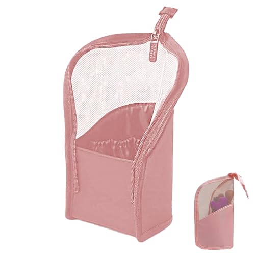 1 Packung Make-up-Pinsel-Tasche, wasserdichte Make-up-Pinsel-Tasche, durchscheinender Organizer, wasserdichtes Pinsel-Reißverschluss-Federmäppchen, Rosa von XUZWECP