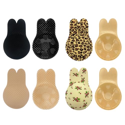 4 Paare Klebe BH Push, Wiederverwendbare Klebe-Bhs trägerlos Unsichtbar Klebebh für kleine brüste Brautkleid Damen Rückenfreies Kleid(Größe S/M (9,5 cm) ist für Körbchengröße AB geeignet) von XUZWECP