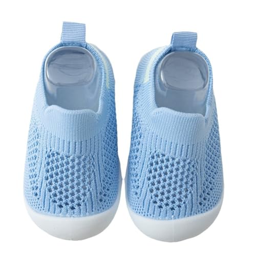 Baby Sockenschuhe Mädchen Jungen Lauflernschuhe 6-36 Monate Kleinkind Stricken Krabbelschuhe mit rutschfeste Gummisohle,Lauflernschuhe Baby Jungen Mädchen Sneaker Baby Schue Weich Atmungsaktiv,Blau von XUZWECP
