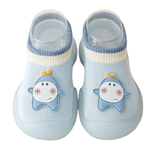 Krabbelschuhe Baby, Lauflernschuhe Kinder, Rutschfeste Hüttenschuhe Sockenschuhe für Mädchen Junge,Sockenschuhe Baby Krabbelschuhe rutschfeste Barfußschuhe Kinder Weicher Stricken 9-36 Monate-Blau von XUZWECP