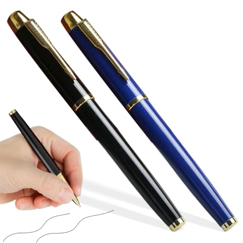 Semi-Stahl-Metall-Knopf-Biros, 2 Stück, schwarze Mine. von XUZWECP