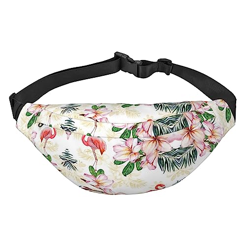 Bauchtasche, Umhängetasche, Gürteltasche für Reisen, Laufen, für Herren und Damen, Sonnenblumenschwarz, Flamingo Blumen, Einheitsgröße, Lässiger Tagesrucksack von XVBCDFG