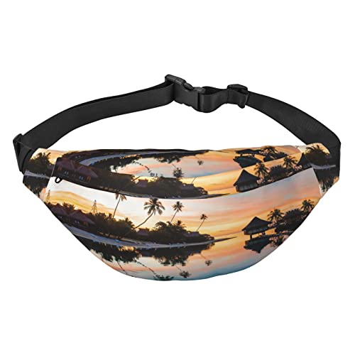 Bauchtasche, Umhängetasche, Gürteltasche für Reisen, Laufen, für Männer und Frauen, Boot in der Dämmerung, Tropical Sunset, Einheitsgröße, Lässiger Tagesrucksack von XVBCDFG