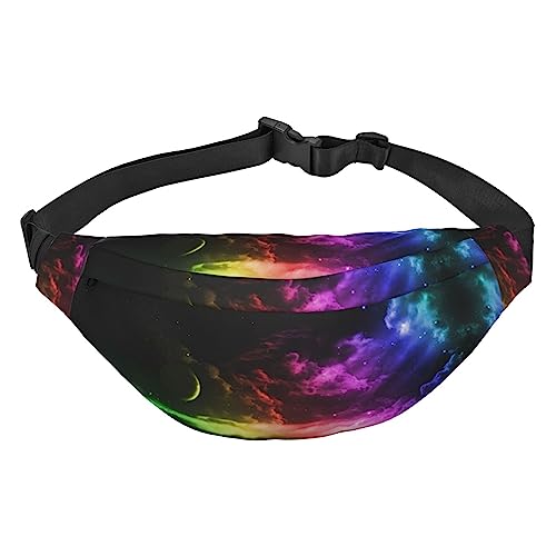 Bauchtasche, Umhängetasche, Gürteltasche für Reisen, Laufen, für Männer und Frauen, Regenbogen-Himmel und Mond, Regenbogenhimmel und Mond, Einheitsgröße, Lässiger Tagesrucksack von XVBCDFG