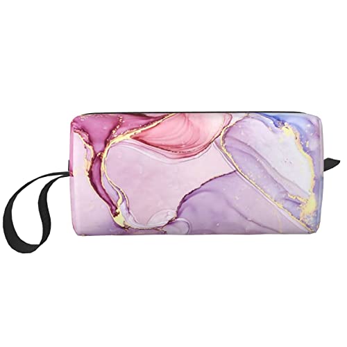 Blaue Blume Make-up Kosmetiktasche Frauen Geldbörse Beutel Kleine Reise Tragbare Kulturbeutel Zubehör Organizer, Marmor Rosa Make-up Tasche, Einheitsgröße, Taschen-Organizer von XVBCDFG