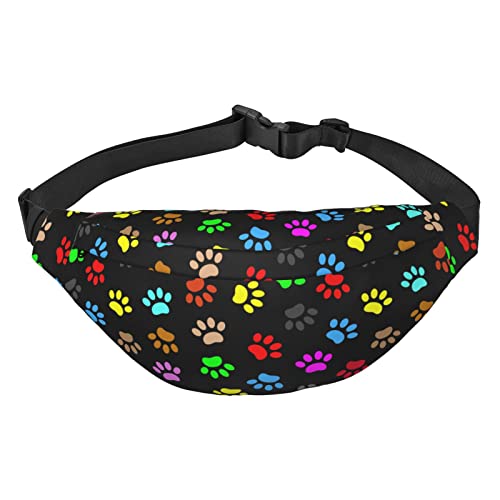 Bunte Doodle Hund Pfoten Taille Pack für Männer Frauen Einstellbare Gürtel Fanny Taille Tasche Rave Fashion Pack Bauchtasche Reise Geldbörsen, Siehe Abbildung, Einheitsgröße, Lässiger Tagesrucksack von XVBCDFG