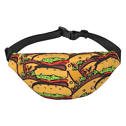 Burger Tacos Hot Dog Hüfttasche für Männer Frauen Verstellbarer Gürtel Fanny Hüfttasche Rave Fashion Pack Bauchtasche Reise Geldbörsen, Siehe Abbildung, Einheitsgröße, Lässiger Tagesrucksack von XVBCDFG