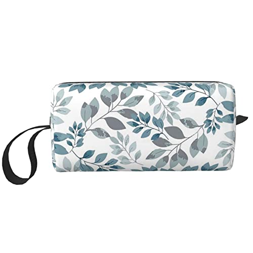 Flamingo Blume Kosmetik Make-up Tasche Frauen Geldbörse Beutel Kleine Reise Kulturbeutel Zubehör Organizer, Blaue graue Blätter erhalten Tasche, Einheitsgröße, Taschen-Organizer von XVBCDFG