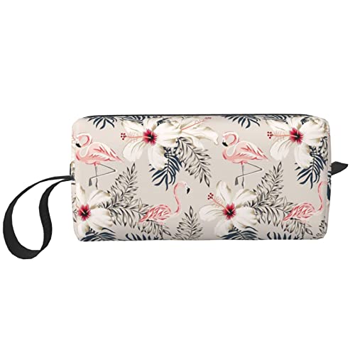 Flamingo Blume Kosmetik Make-up Tasche Frauen Geldbörse Beutel Kleine Reise Kulturbeutel Zubehör Organizer, Flamingo-Blumenempfangsbeutel, Einheitsgröße, Taschen-Organizer von XVBCDFG