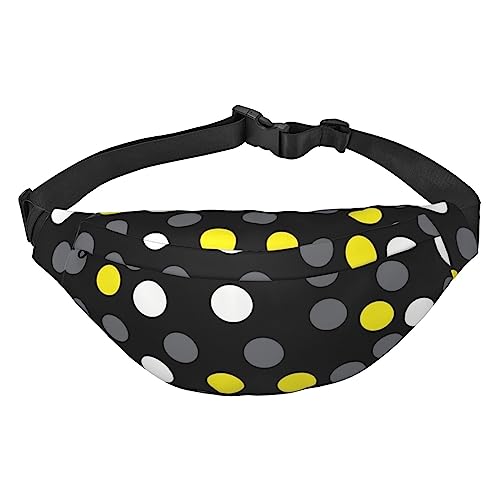 Gelb Weiß Schwarz Polka Dot Taille Packs Einstellbare Casual Taille Tasche Pack Wandern Gürtel Taille Packs, Siehe Abbildung, Einheitsgröße, Lässiger Tagesrucksack von XVBCDFG