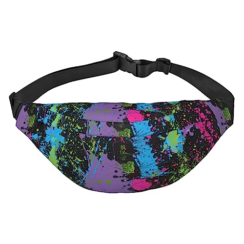 Glow in Dark Splatter Neon Waist Pack for Men Women Adjustable Belt Fanny Waist Bag Rave Fashion Pack Bum Bag Travel Pursemen, Siehe Abbildung, Einheitsgröße, Lässiger Tagesrucksack von XVBCDFG